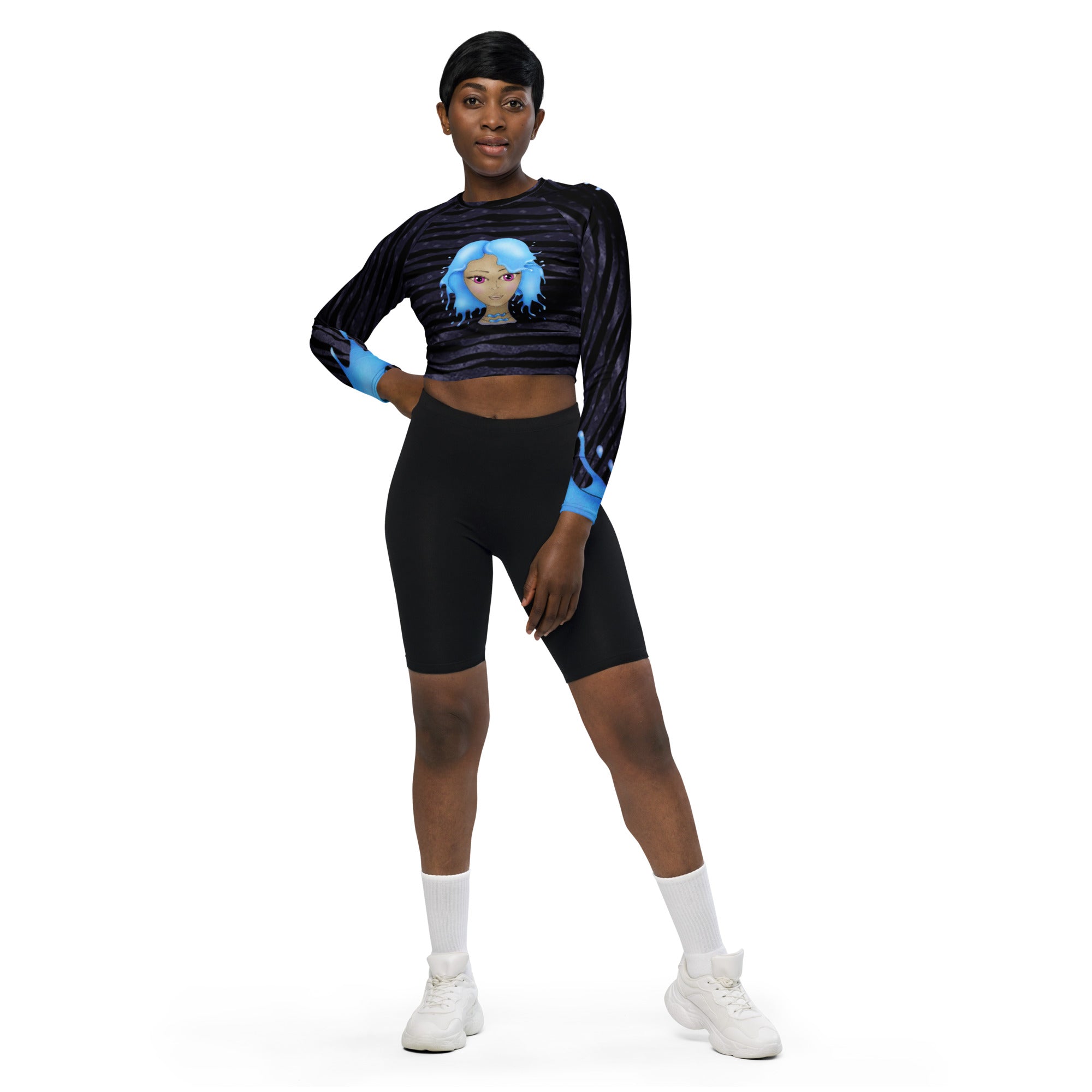 acquarius-cropped-gym-long-sleeved-girls-top-black-zodiac-art-cosmic-aqua-wickedyo2